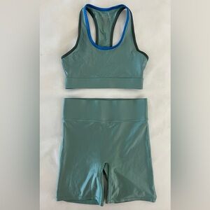 All Access Green Sports Bra and Biker Shorts Set 🍀